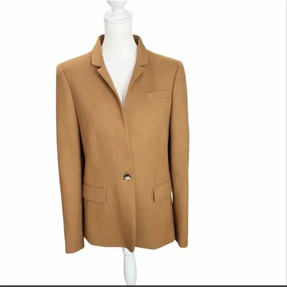J.Crew Camel Wool Blend Notched One Button Blazer Jacket Size 12 NWT - Picture 2 of 9